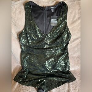 Forever 21 Green Sequin Glitter Women's Romper NWT Large